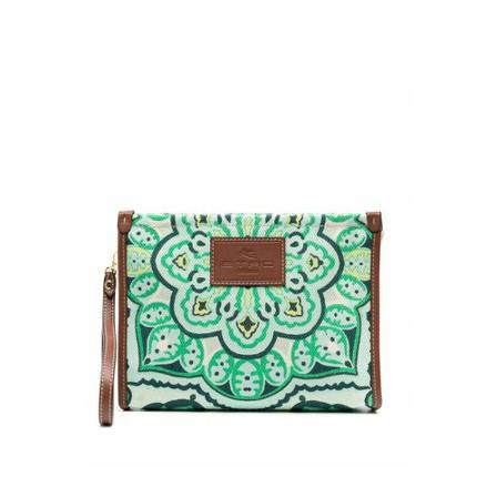 Etro 1H784 8848 Taske Grøn, Dame Clutch, Størrelse: ONE Size