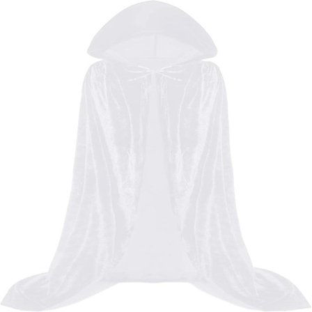 Hætteklædt Kappe Vampyr Heks Kappe Lang Kappe Unisex Voksen Cosplay Kostume Hvid One Size