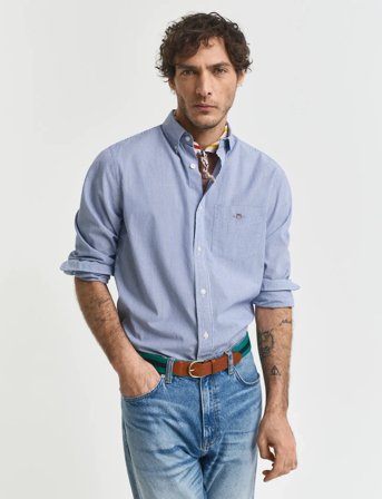 GANT Reg Classic Poplin Banker Shirt - Blue - XXXL