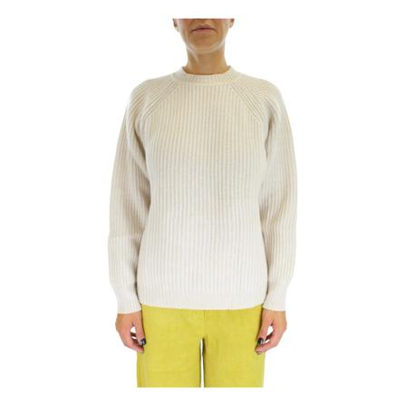 Solotre, Round-neck Knitwear Wit, Dames, Maat:S