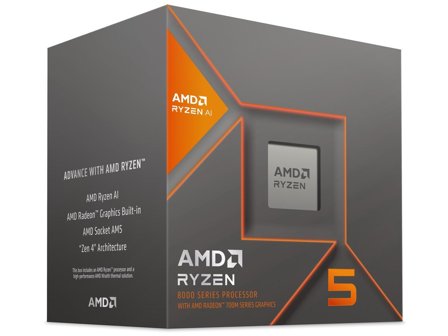 AMD Ryzen 5 8600G AI AM5, 6 kjerner, 12 tråder, 4.3GHz - 5.0GHz, 22MB Cache, DDR5, PCIe 5.0, 65W TDP, Radeon 760M, Wraith Stealth-kjøler
