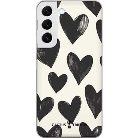 Kompatibel Mobilcover til Samsung Samsung Galaxy S22+ 5G Cactus and Friends - Bold Black Love Pattern