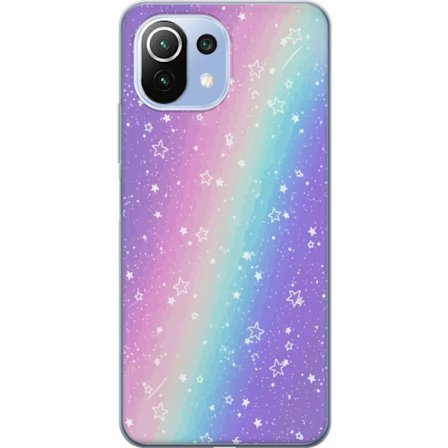 Kompatibel Mobilcover til Xiaomi 11 Lite 5G NE Rainbow-farvet pastelbaggrund med hvide stjerner og glitrende prikker i blød overgang
