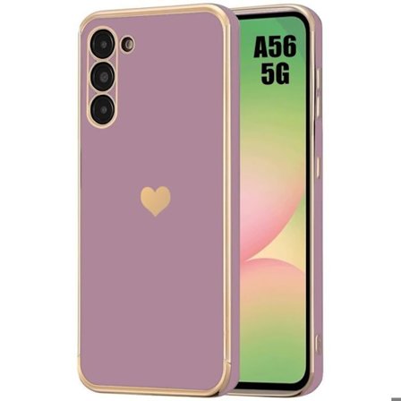 Beskyttelsesskal - BOOLING - til Samsung Galaxy A56 5G - Blød - Stødbeskyttende - Lilla med gyldent hjerte