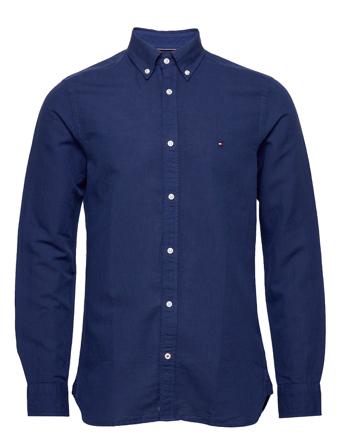 Slim Garment Dyed Co/Li Shirt Skjorte Casual Blå Tommy Hilfiger