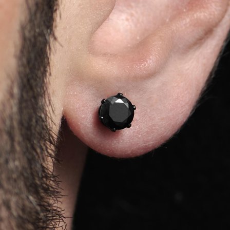 Náušnice se zirkonem Blackness 6 mm pro muže - Pecky a kroužky