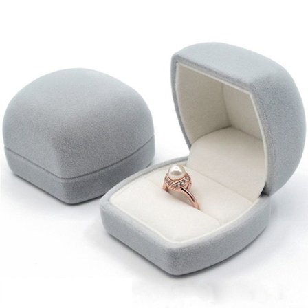 Velvet smykkeskrin Ring opbevaringsæske GRÅ