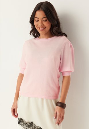 VILA - Viril 2/4 SLEEVE O-NECK KNIT T - Cherry Blossom Detail:LIGHT MELANGE - Kläder - - Bubbleroom