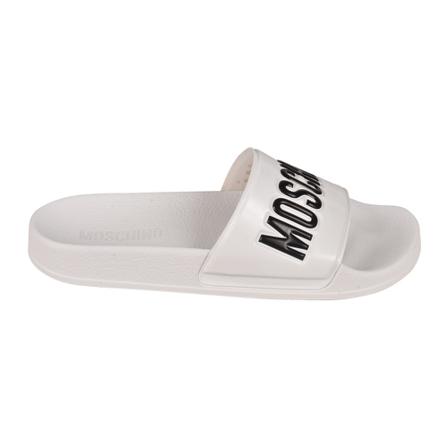 Moschino Logo Slip on Sliders vit, Dam, Dam, Storlek: 38 EU