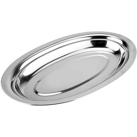 CDQ Oval fisk i rustfritt stål ångkokt fat Bufféserveringsfat Stapelbart skaldjursfat(26cm)