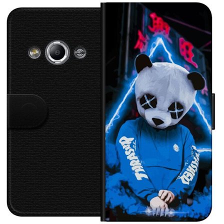 Kompatibel Tegnebogsetui til Samsung Galaxy Xcover 3 Panda med futuristisk maske i neonmiljø cyberpunk-inspireret illustration med stærke farver og