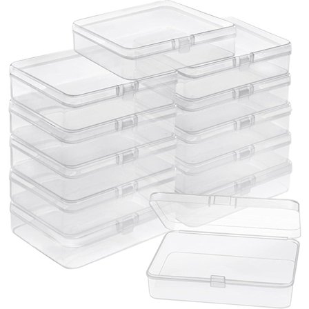Liten Klar Plastförvaringslåda Med gångjärnslock (pack med 12) - L11,2 X B8,3 X H2,8 Cm - Mini Plastförvaringslåda För Piller, Pärlor, Smycken Och 