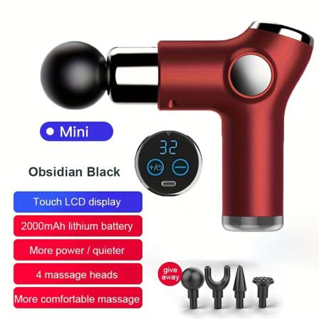 Högfrekvent minimassagepistol för fitness - 32 hastigheter, djupvävnadsmassageapparat för slagverk med LCD-skärm Red