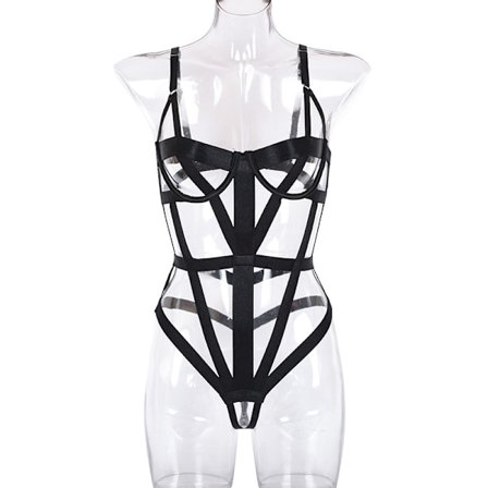 Seksikäs naisten valjaat Halter Pentagram Body Harness Bra Caged Bra Cupless Bra Punk Gothic Style Strappy Bralette L