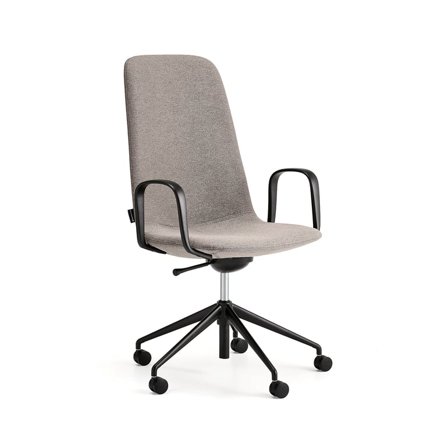 Chair LANGLEY, mid seat, wheeled, armrests, black/taupe