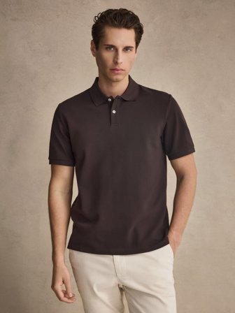 John Henric Men's Dunkelbraunes Poloshirt Size L