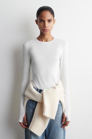 COS Women's Cotton Long Sleeve Top in White