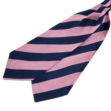 Cravate Ascot en soie rose et bleu marine pour hommes - Cravates Ascot