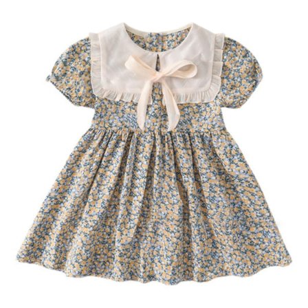 Børnepige Blomstermønstret Kjole Modebevidst Behagelig Åndbar Pige Blomsterkjole til Sommer 120cm / 47.2in