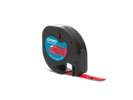 DYMO Tape LetraTag plast 12mm svart på röd - Lyreco - Kontorsmaskiner - Märkmaskiner och tape - Tape - Dymo LetraTag