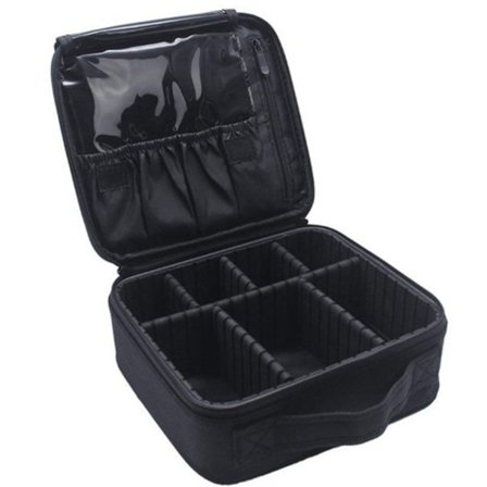 Stor Makeup Taske med Aftagelige Rum Lynlås Kosmetik Opbevaring S Sort