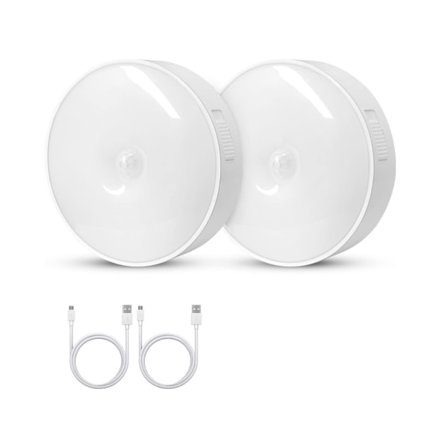 2-pak USB genopladelig bevægelsessensor Trappelys Indendørs batteridrevne natlamper til voksne og børn Hvid