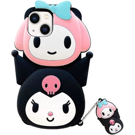 Txgot iPhone 13 Deksel 3D Tegneserie Kuromi og My Melody Kawaii Søt Morsom Gøy Silikon Design Mote Kule Unike Telefondeksel (for iPhone 13 6.1 tommer