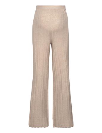 Mlana Knit Pant Hw A. Bukser Beige Mamalicious*Betinget Tilbud