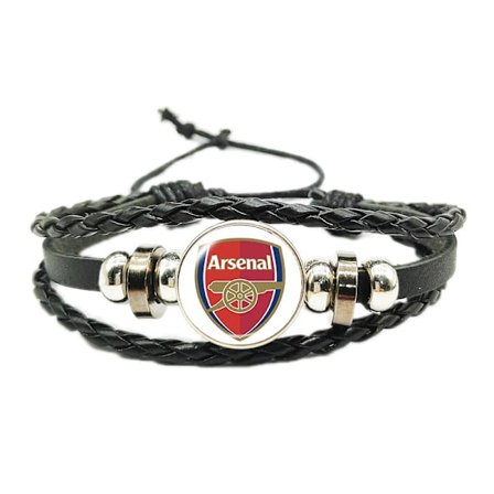 Jud- Fotbollsfans Tid Juvel Väv Justerbar Läder Rep Armband Arsenal