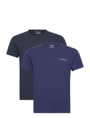 Men's Knit 2-Pack T-Shirt Underwear Night & Loungewear Pyjama Tops Blå Emporio Armani