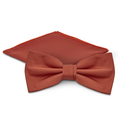 Terracotta Pre-Tied Bow Tie and Pocket Square Set for Men - Bow Tie Sets