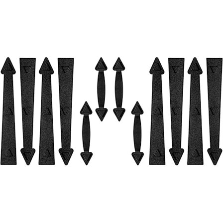 Magneettiset koristeelliset saranat ja kahvat autotallin oveen, musta
