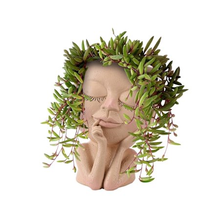 Ansiktskruka Krukor Huvud Kruka Ansikte Blomkruka Huvud Kruka för Inomhus Utomhus Växter med Dräneringshål Stängda Ögon