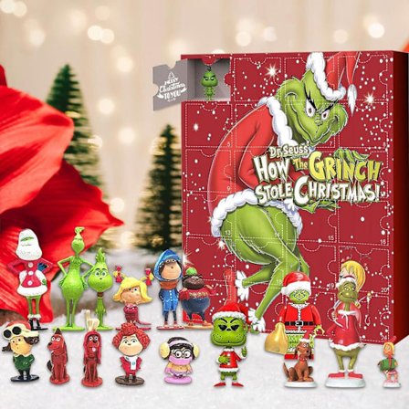 2023 Vihreä Karvainen Grinch Joulukalenteri Sokkilaatikolla