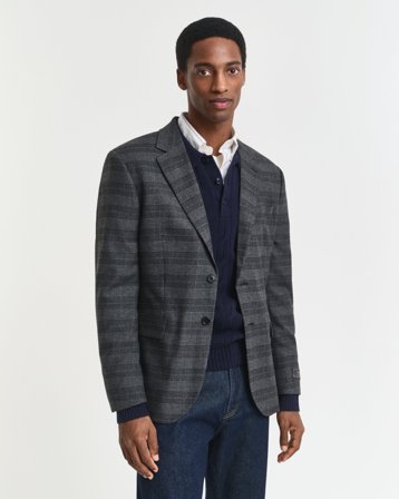 GANT Herren Slim Fit Glen Check Anzugsakko (46) Dunkelgrau