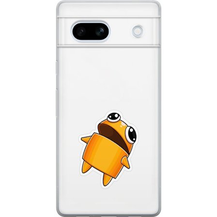 Kompatibelt Mobilskal till Google Google Pixel 7a Orange tecknad figur med stora ögon och dynamisk pose i lekfull stil