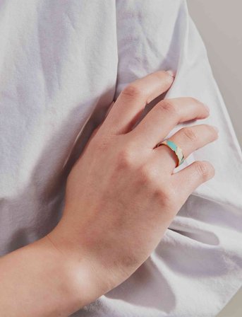 Design Letters Striped Candy Ring - Blue - 48-56