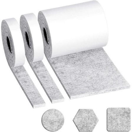 Selvklebende filt ruller 3 pakke grå 100 x 10cm + 100 x 2cm x 2cm