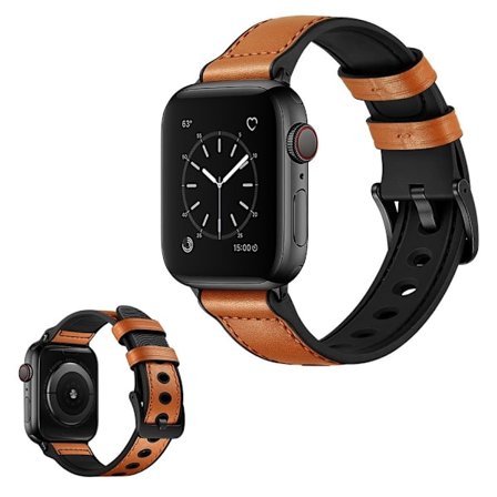 Apple Watch Series 5 / 4 44mm unique genuine leather watch band - Brown