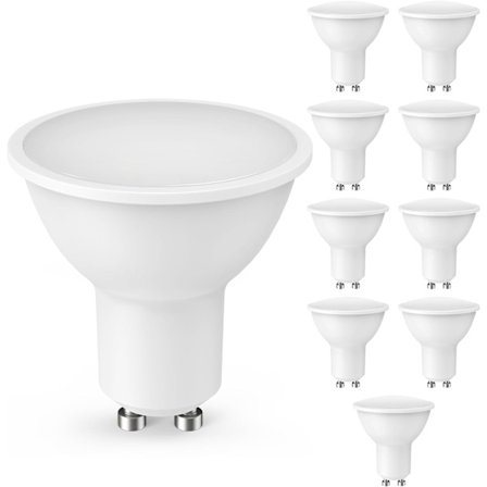 GU10 LED-lampa, 10 stycken, GU10 LED 5W, motsvarande 50W halogenlampa, varmvit 3000K 450LM, ljusstark och ögonskyddande, ej dimbar