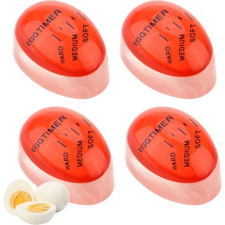 4-pakning Egg Timer Egg Kok Varmefølsom Fargeendring Egg Timer for Matlaging Egg Timer Kontroll Myke Hardkokte Egg (Rød)