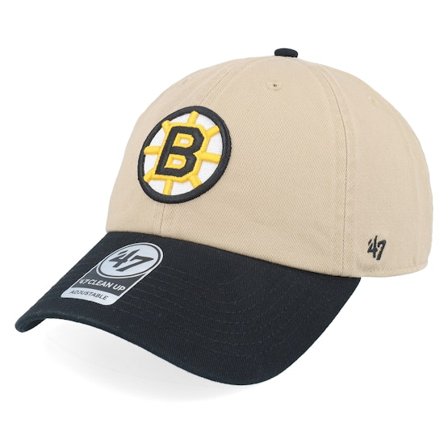 47 Brand - NHL Beige unconstructed Cappellino - Boston Bruins NHL Tone 47 Clean Up Khaki/Black Dad Cap @ Hatstore