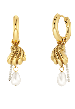 Edblad Beach Pearls Hoops Offwhite Gold Smycken & klockor Dam Guld ONESIZE