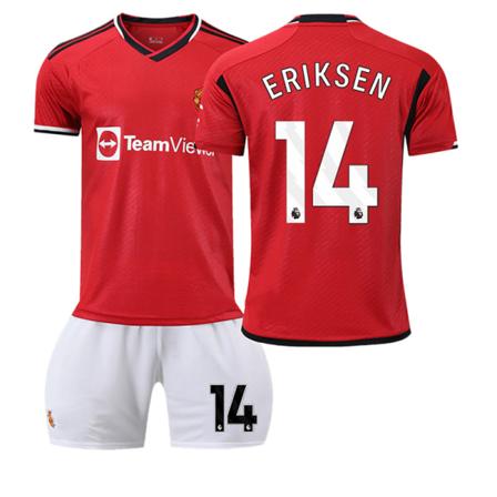 Manchester United Hemmafotbollströja Barn & Vuxen 23-24 Jersey Nummer 14 Eriksen shirt and short #XS