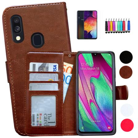 Samsung Galaxy A40 - PU Læderpung Etui Svart