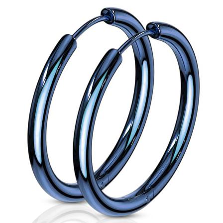 1par 25 Mm Hoops Örhängen I Ip Blåpläterad 316l Kirurgiskt Stål