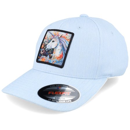 Unicorns - Blå flexfit Keps - Kids Unicorn Ballad Blue Pastel Flexfit @ Hatstore