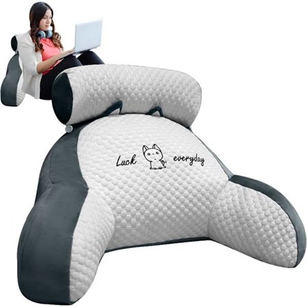 Læsepude til voksne 60x40x20 cm Ekstra stor 2-i-1 læsepude med nakke- og armstøtte Kælepude til ryg Lys grå XL
