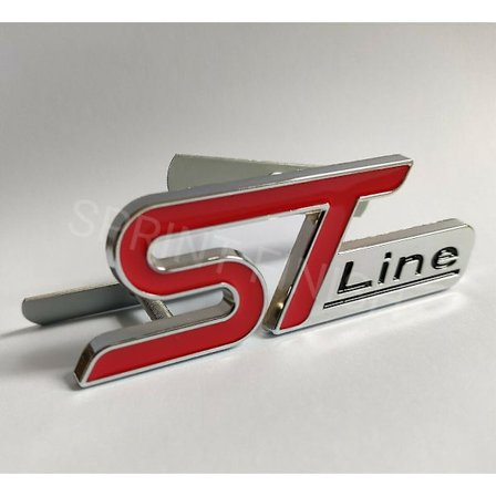 Rød Silver ST Line Grillmerke-sett for Ford Focus Fiesta Puma Kuga Ecosport Bil
