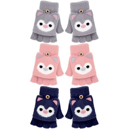 3 Par Fingerløse Handsker til Børn Konvertible Vanter Knitte DXGHC